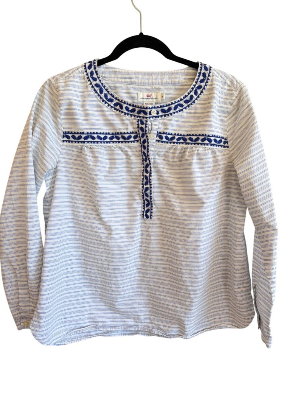 Vineyard Vines resort stripe embroidered top blue Medium Cotton - Picture 3 of 10